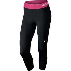 NIKE PRO Dri-Fit Capris Legging Black with Pink Band Size Small